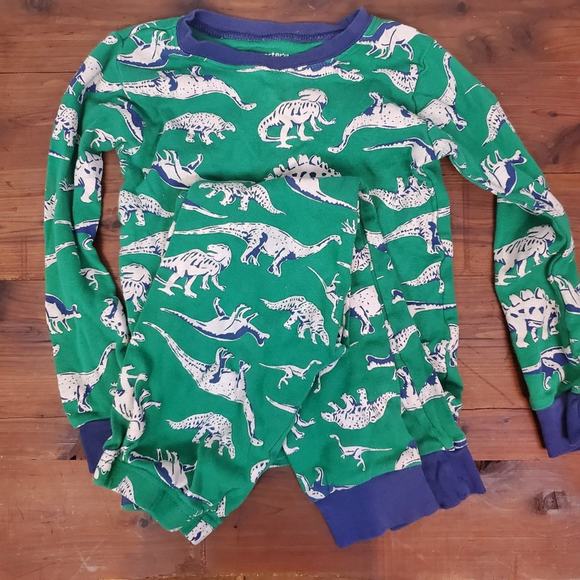 Carter's Boys Sleepwear 6/6A Green Navy Blue Snug Fit Dinosaur Print Pajama Set - Picture 2 of 5
